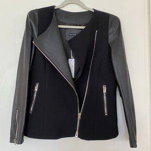 BNWT Black Leather Moto Fatine Jacket by Anne Fontaine